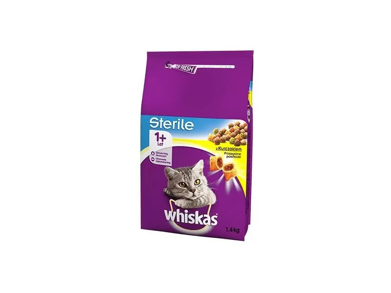 WHISKAS Hrană uscată pentru pisici Sterilizate Pui  1.4kg