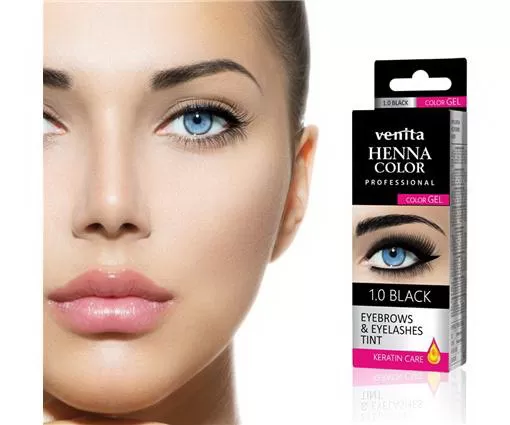 VENITA Henna Color Vopsea-gel pentru sprancene, gene 1.0 Negru