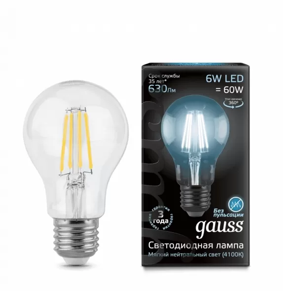 GAUSS Bec a60 e27 10w 4100k 970lm ip20