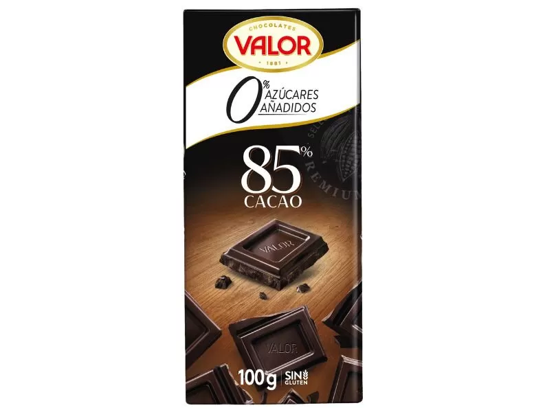 VALOR Ciocolată neagră cu stevia 85%, 100g